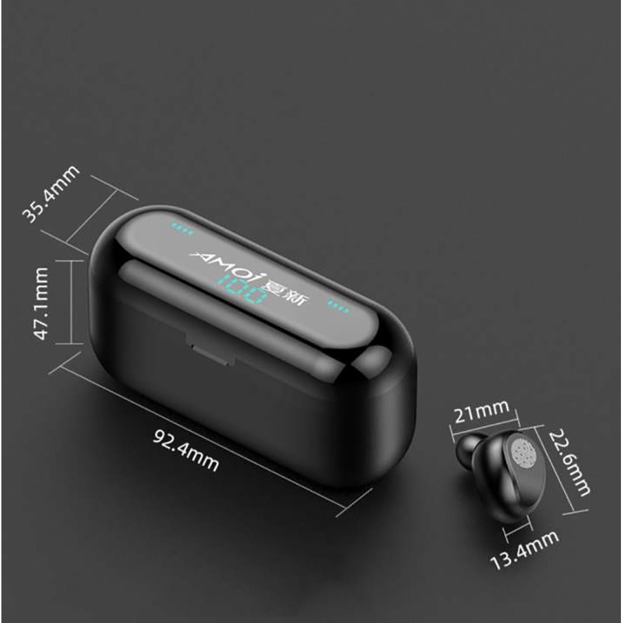 Tai Nghe Bluetooth True Wireless AMOI F9 5.0 Cảm Ứng Vân Tay, Nâng Cấp Dock Sạc có Led Báo Pin Kép