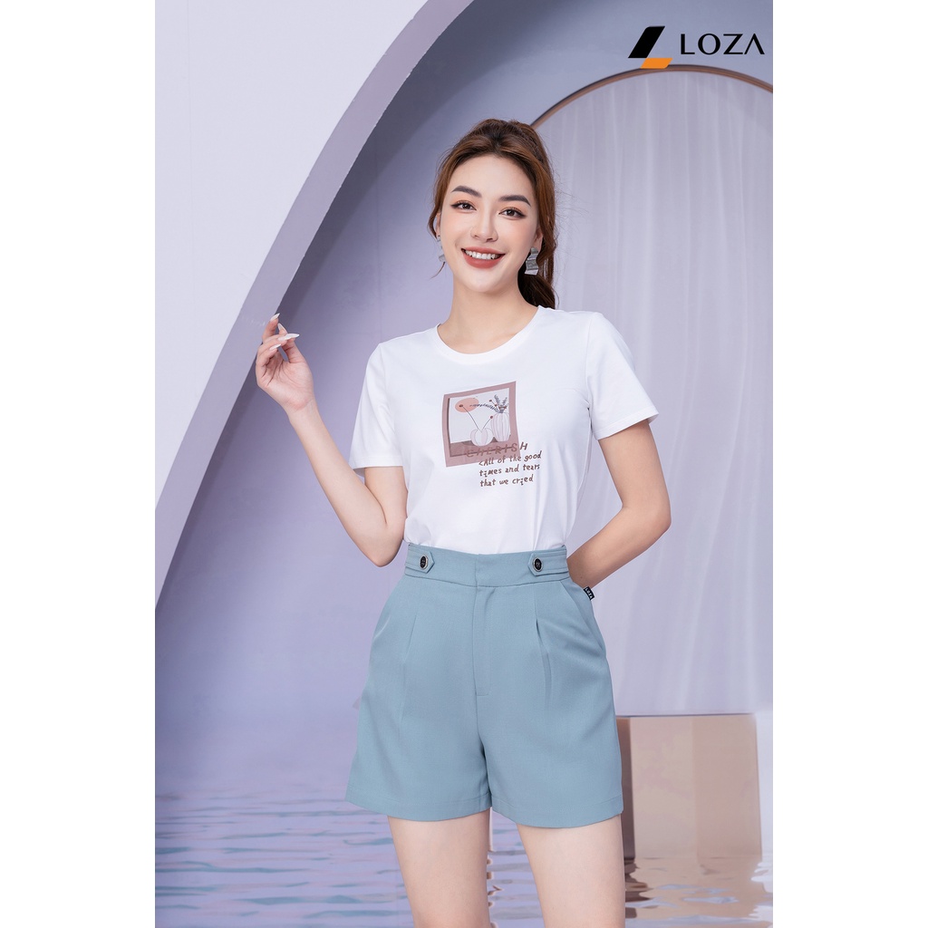 Áo phông nữ in hình chất liệu Cotton Compact form vừa LOZA - PT702115