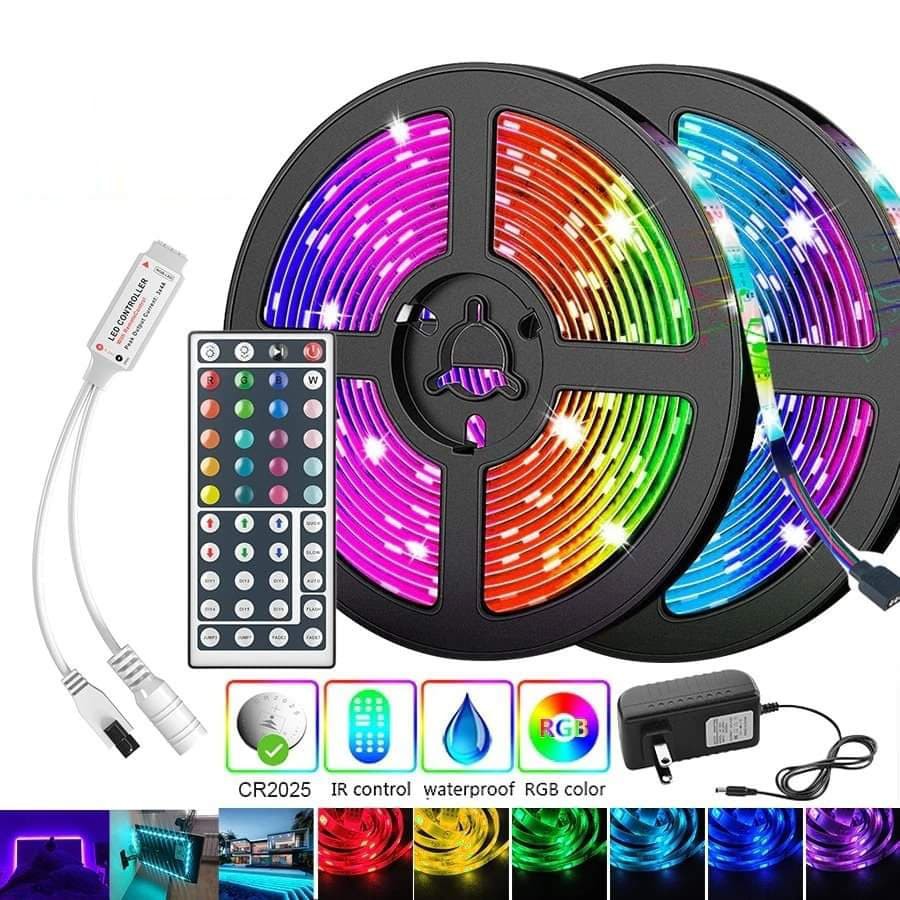 Combo đèn trang trí đèn led tiktok 5M,10M,15M + điều khiển từ xa 44 phím + bộ nguôn 12v,  đèn led dây RGB mix nhiều màu