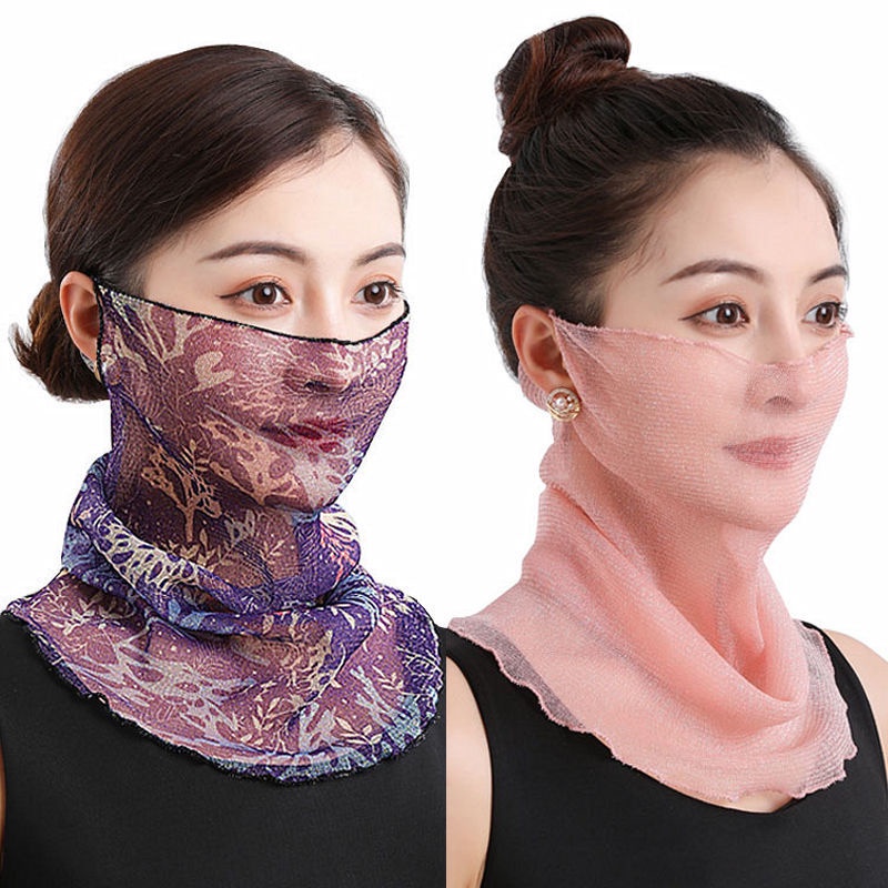 Khăn Choàng Cổ Che Mặt Và Cổ Bằng Lụa Chiffon Chống Tia Cực Tím Thoáng Khí Đa Chức Năng Cho Nam Nữ