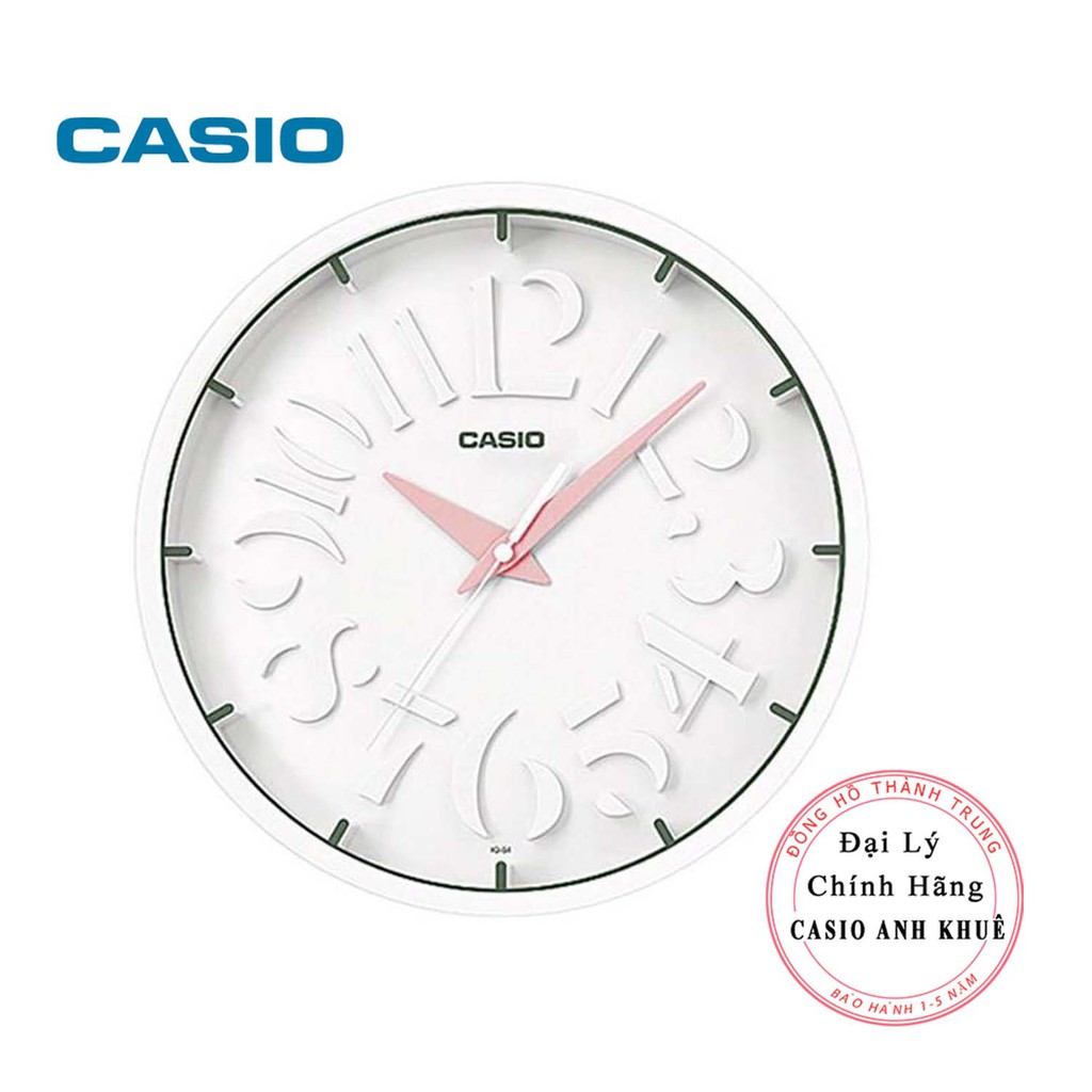 Đồng hồ treo tường phong cách hiện đại Casio IQ-64-4DF màu trắng ( 30.5 x 4.7 cm)