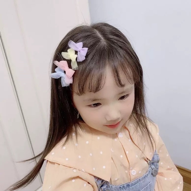 Set 2 chiếc kẹp tóc nhỏ công chúa nhiều màu cho bé gái, phụ kiện tóc tạo kiểu cho trẻ em phong cách Hàn Quốc