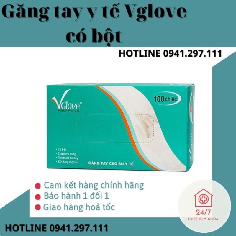 ❗️GIÁ TỐT NHẤT❗️Găng Tay Cao Su Y Tế Vglove Latex Có Bột Phủ Hộp 100 chiếc
