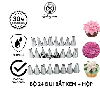 Bộ 24 đui bắt kem kèm hộp đựng bằng nhựa