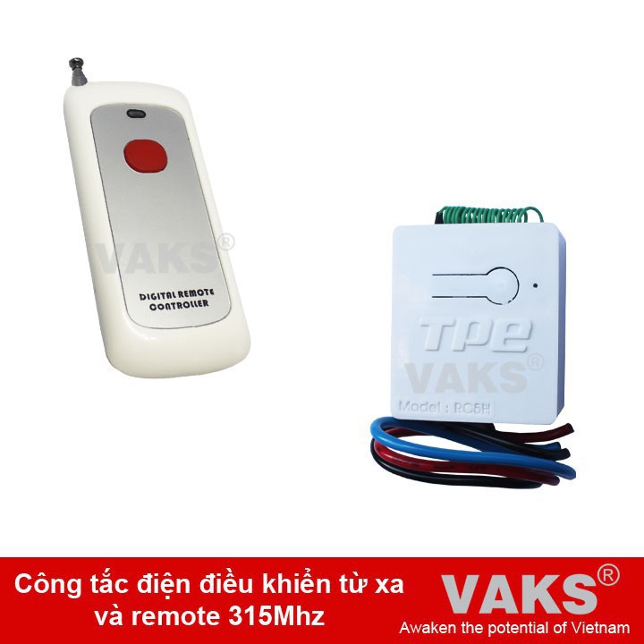 01 Công tắc điều khiển từ xa TPE RC5H 12V, 4A + remote RM03, 315Mhz - sx tại VN