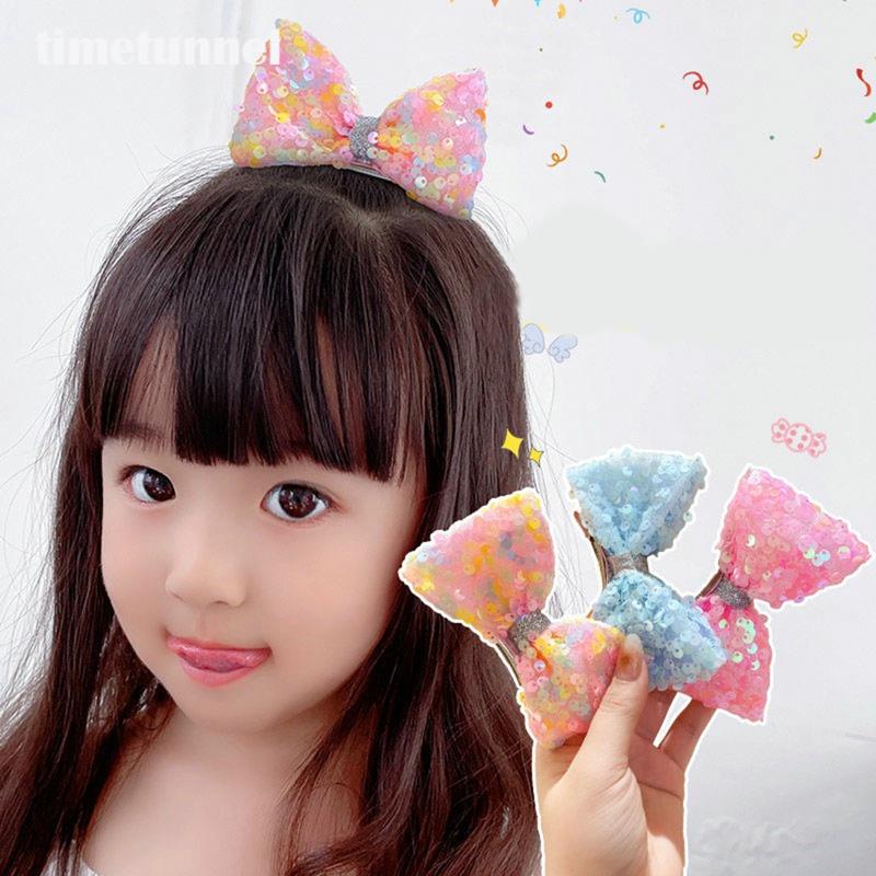 Kẹp Tóc Hình Nơ Đính Kim Sa Nhiều Màu Sắc Thời Trang Cho Bé Gái