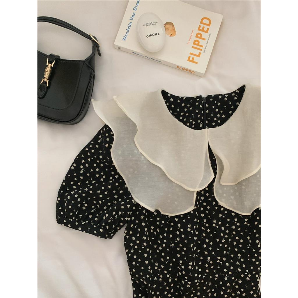 Đầm Voan Hoa Dáng Dài Màu Sắc Tương Phản Thời Trang 60654