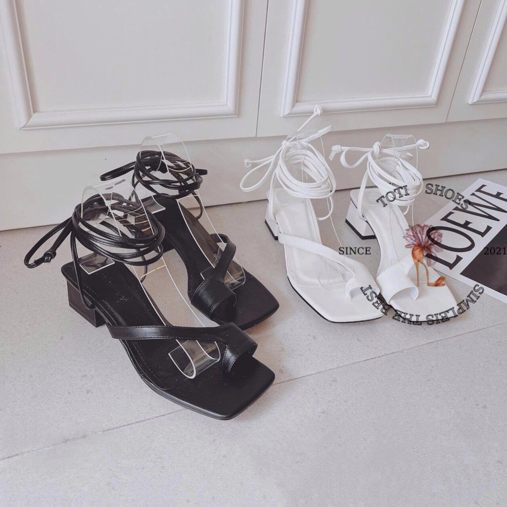 SANDAL NỮ XỎ NGÓN TOTIIESHOES - GIÀY SANNDAL CAO GÓT XỎ NGÓN ĐẾ VUÔNG CỘT DÂY CHIẾN BINH S2107030 G2204230