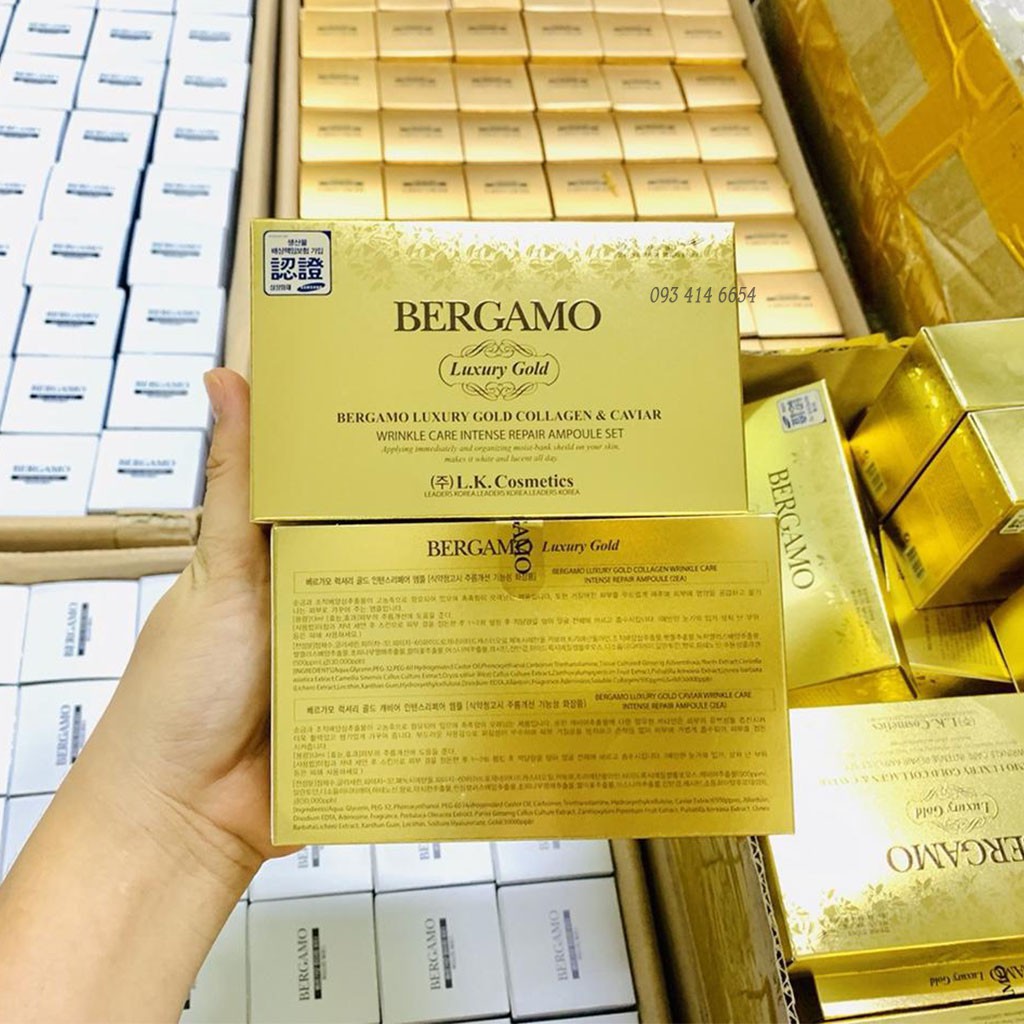 [Set 4 lọ] Serum Bergamo vàng Bergamo Luxury Gold Collagen & Caviar