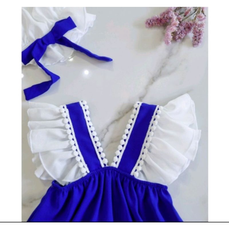 Body dây cánh tiên xanh cho bé gái sơ sinh kèm mũ và giày