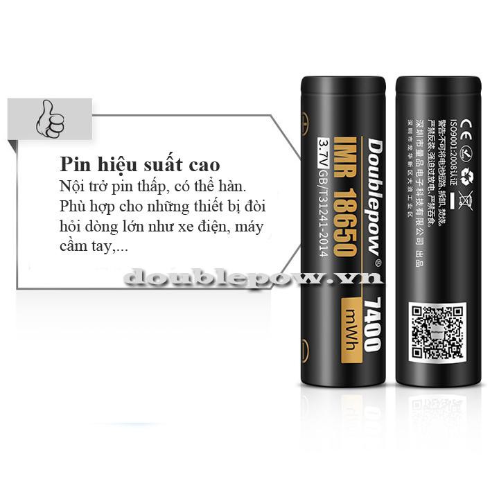 Pin sạc Cell pin 18650 Doublepow 7400mWh hàng chính hãng dung lượng thực dùng cho sạc dự phòng, pin laptop, đèn pin,....