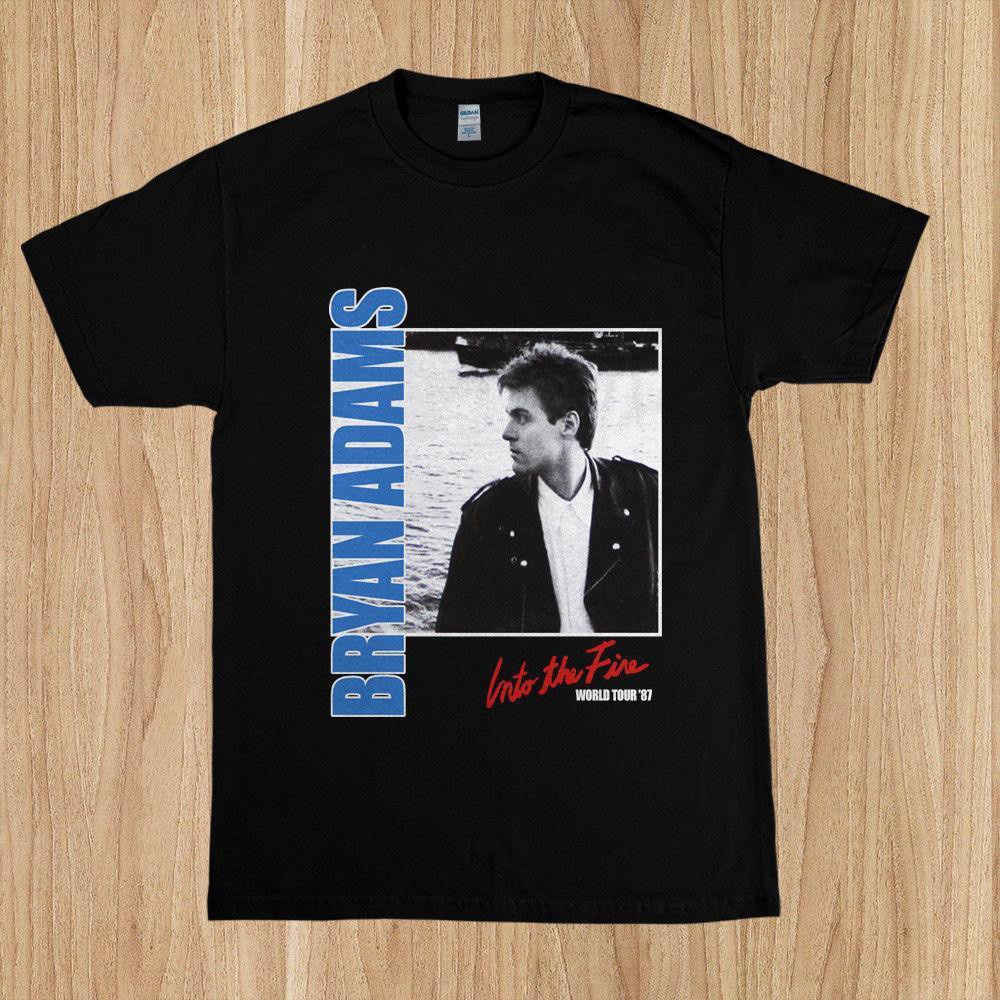NF2GD256EW Cotton Cổ Điển Nóng Bryan Adams Reckless 1987 World Tour Phổ Biến Hoang Dã Thoáng Mát Đen