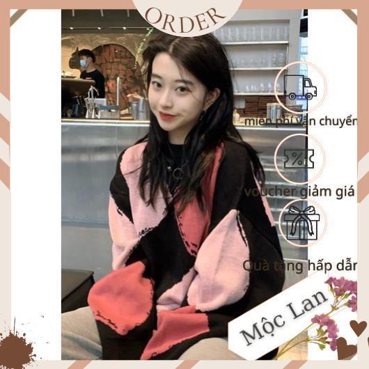 (MộcLan ORDER) Áo len nữ form rộng họa tiết ô vuông nhiều màu style retro Hàn Quốc oversize | BigBuy360 - bigbuy360.vn