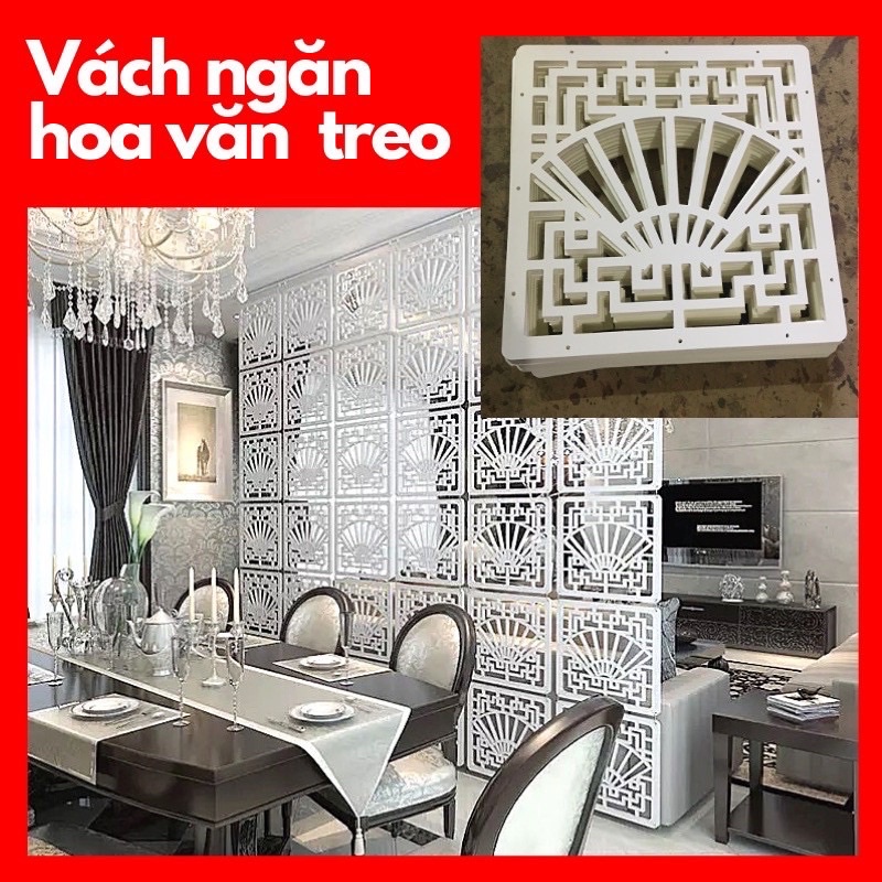 Vách ngăn hoa văn treo size: 29cm x 29cm màu trắng trang trí phòng khách, quán cafe, bar, nhà hàng... nhiều mẫu đẹp
