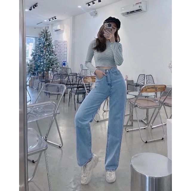 Quần Jeans Suông Culottes Dáng Dài Xuất Chuẩn