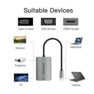 CÁP CHUYỂN ĐỔI TYPE- C RA HDMI + VGA VENTION CGKHA