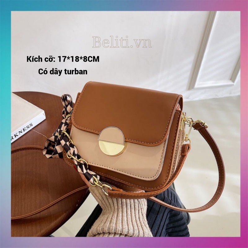 [AFF7SPP Giảm 30K đơn 150K] Túi đeo chéo nắp gập cao cấp kèm dây buộc Ảnh thật [BELI12]