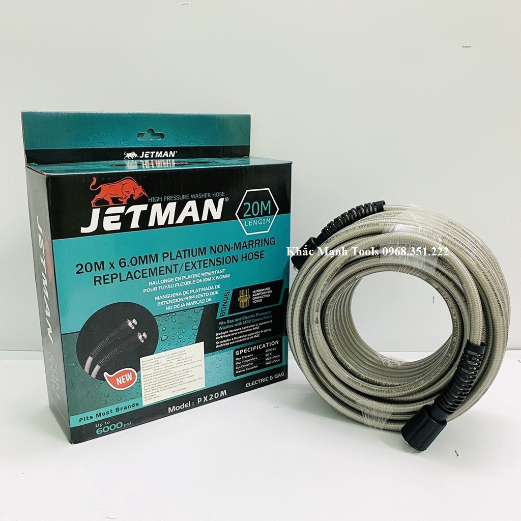 Dây Rửa Xe Áp Lực Cao JETMAN độ dày 4 Lớp - Hàng Chính Hãng