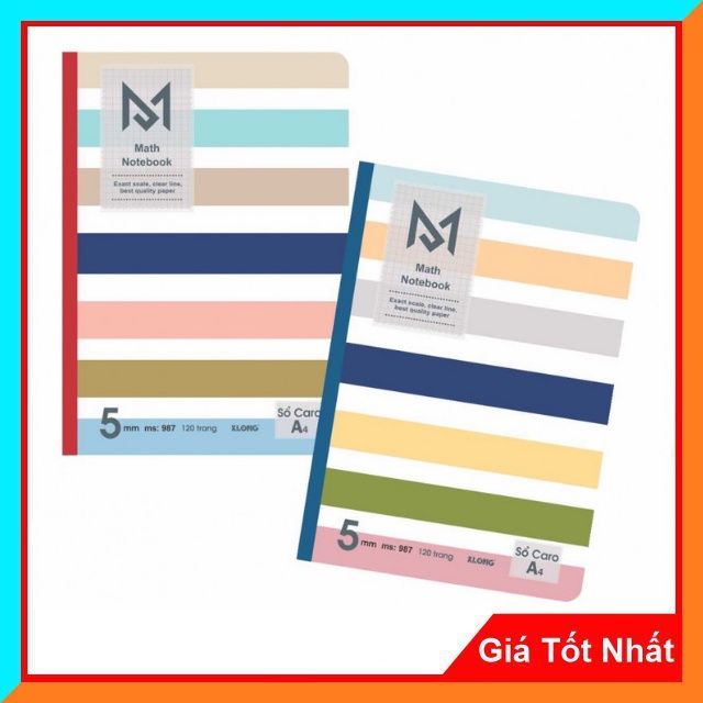 Sổ tay may gáy ghi chép Caro Klong A4 120 Trang Math Notebook 987