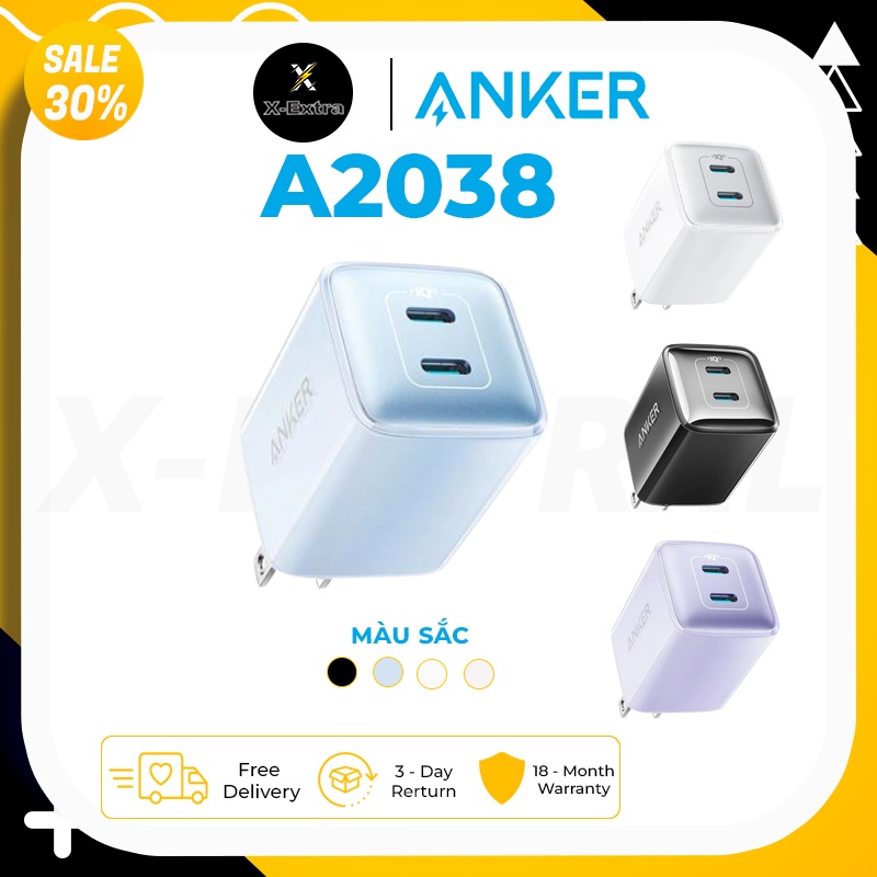 Củ sạc nhanh Anker A2038 521 Nano Pro 40W 2 cổng Type-C 20W + 20W PD PPS QC nhỏ gọn nhiều màu sắc - BH 12 tháng | BigBuy360 - bigbuy360.vn