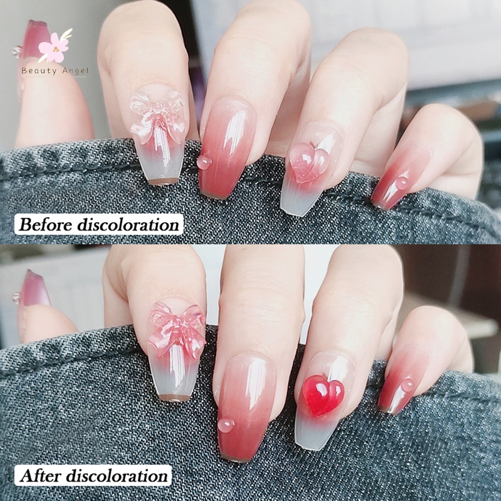 Bộ 24 Móng Tay Giả Trang Trí Nơ Hồng Xinh Xắn Cho Nữ
