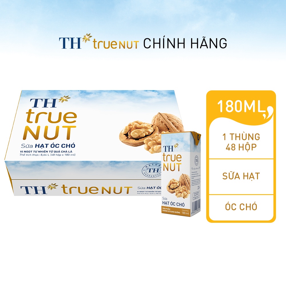 Thùng 48 hộp sữa hạt óc chó TH True Nut 180ml (180ml x 48)