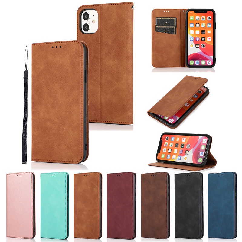 Bao da điện thoại kiểu ví nắp gập từ tính cho IPhone 12 Pro Max Mini 11 SE 2020 7 8 plus X XR XS