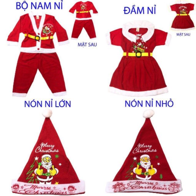 Combo đồ noen cho bé gồm bộ hoặc váy + mũ