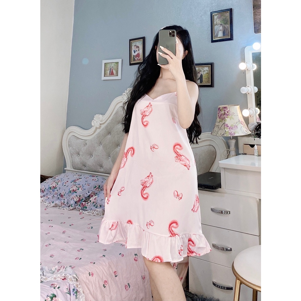 Đầm Ngủ Baby Váy Ngủ 2 Dây Lụa Satin Cao Cấp BV01 | BigBuy360 - bigbuy360.vn