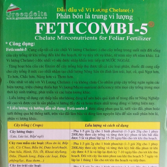 Phân Bón Lá Vi Lượng Thái Lan FETICOMBI-5 Vi Lượng Fetrilon Combi (2g)