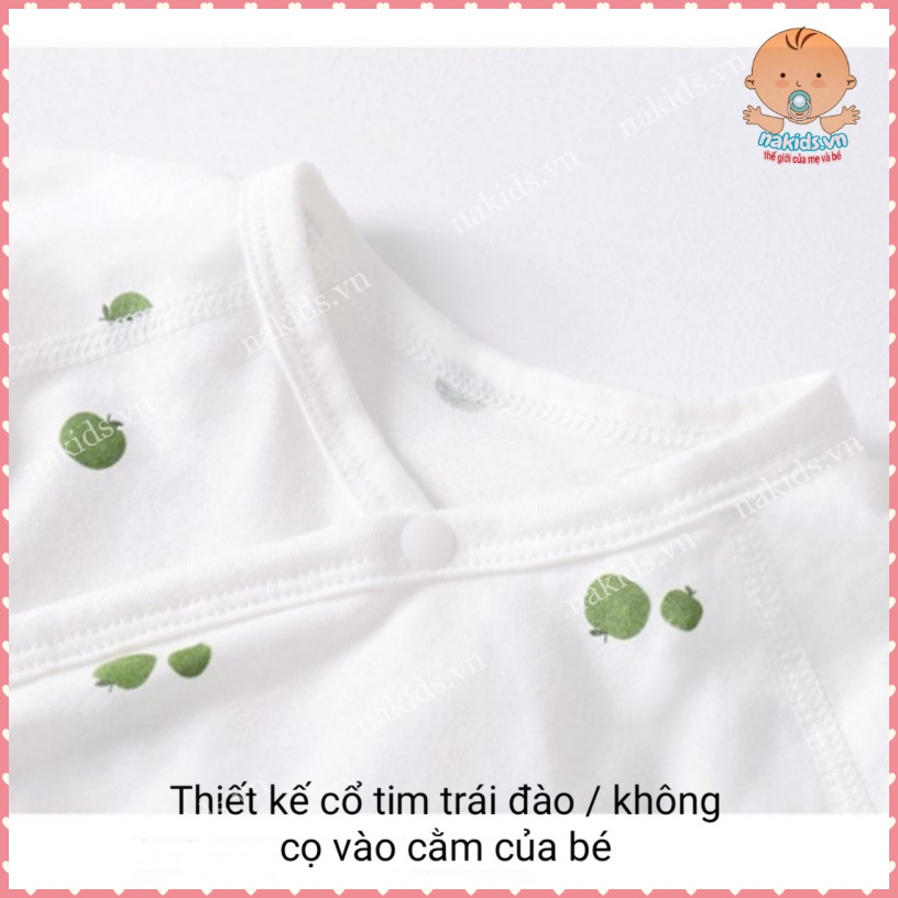 Body Dài Tay Cho Bé Sơ Sinh Đến 10kg 100% Cotton FREESHIP Bộ Liền Thân Hàng Quảng Châu Họa Tiết Trái Cây Đáng Yêu