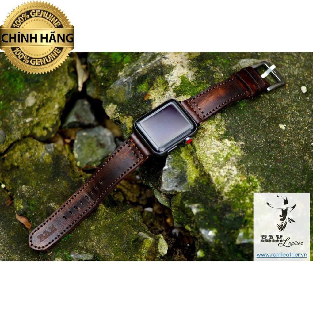 DÂY ĐỒNG HỒ DA BÒ THẬT CHO APPLE WATCH  – RAM PILOT MÀU CHOCOLATE - HÀNG CHÍNH HÃNG RAM LEATHER .