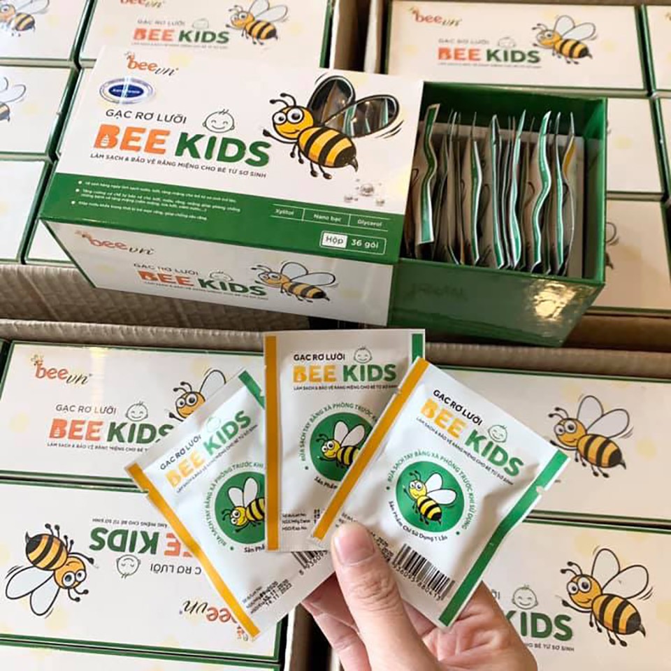 [Mã SKAMLTSM9 giảm 10% đơn 99K] Hộp 36 Gói Gạc Tưa Lưỡi Sơ Sinh Bee Kids - 8936095880413