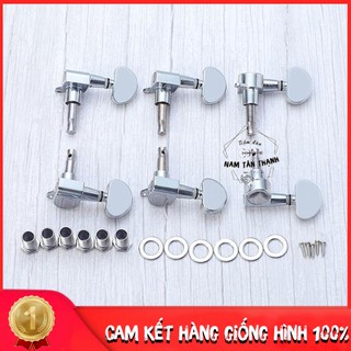 Bộ khóa đàn guitar acoustic 2 màu bạc/đen cao cấp + tặng kèm pick đàn guitar fender