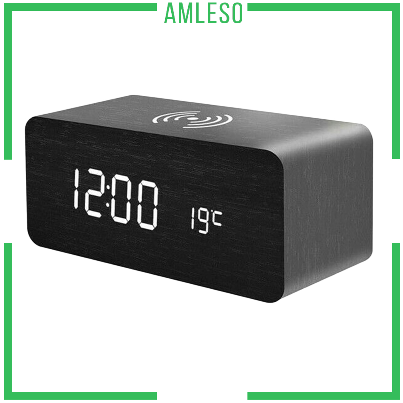 Digital Alarm Clock &amp; Wooden Electronic LED Time Display Temperature Detect