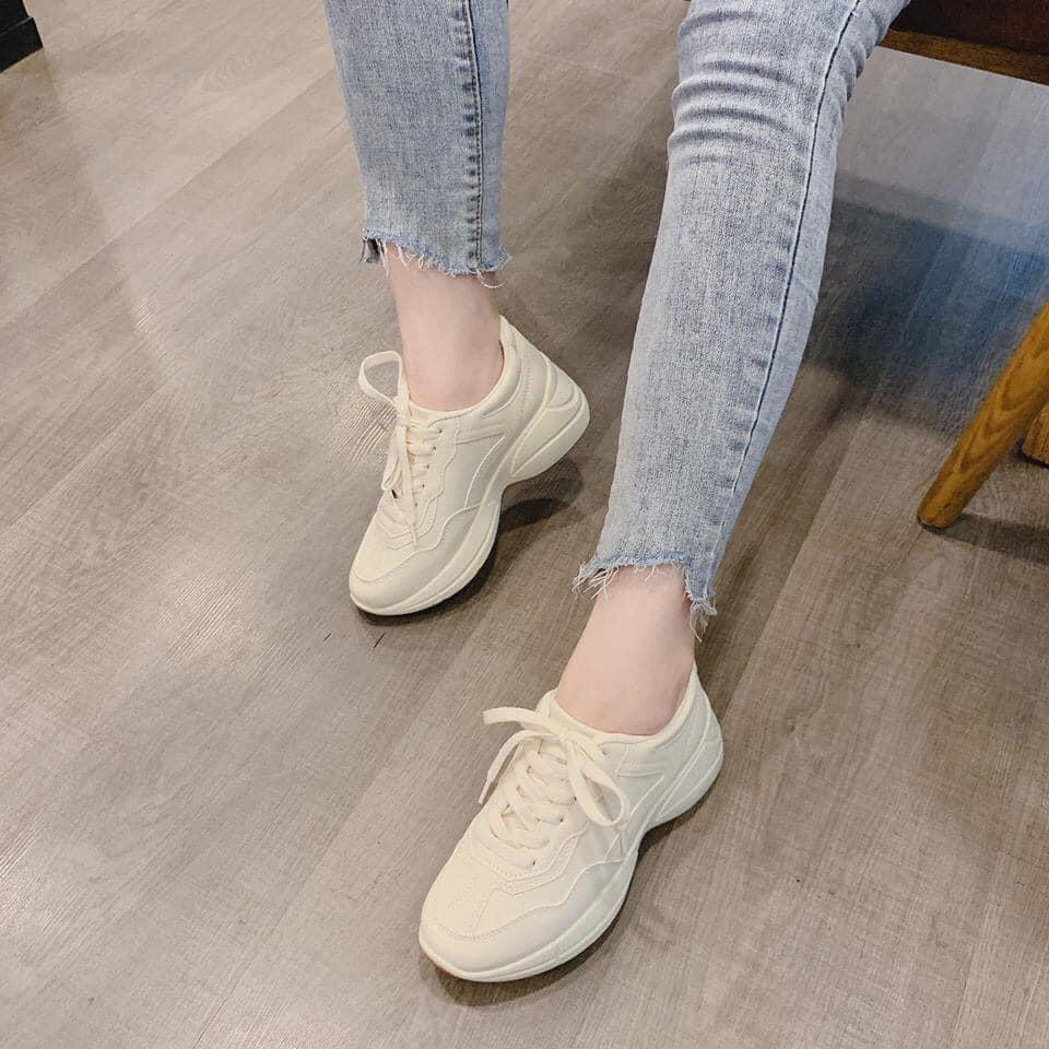 [FULL BOX] Giày Sneaker, Giày Thể Thao Nữ Độn Đế Da Trơn Cá Tính, Trex  M63