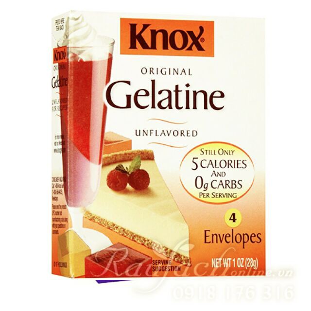 Bột Gelatine hiệu Knox (4 gói 28 g)