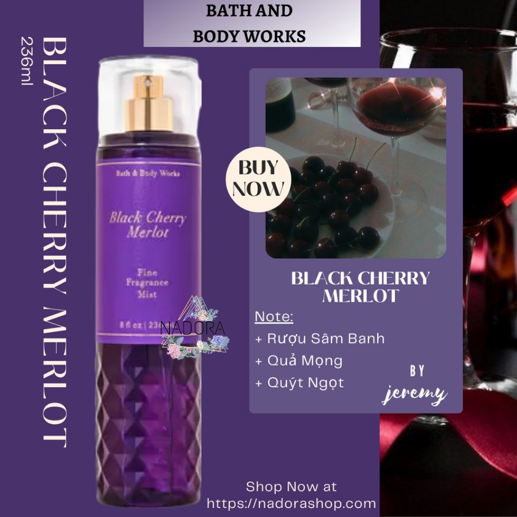 (Fullsize) Xịt Thơm Black Cherry Merlot Bath And Body Works Body Mist