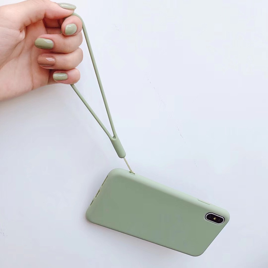 Ốp điện thoại TPU mềm màu kẹo có dây co giãn cho IPhone X XR XS max | BigBuy360 - bigbuy360.vn
