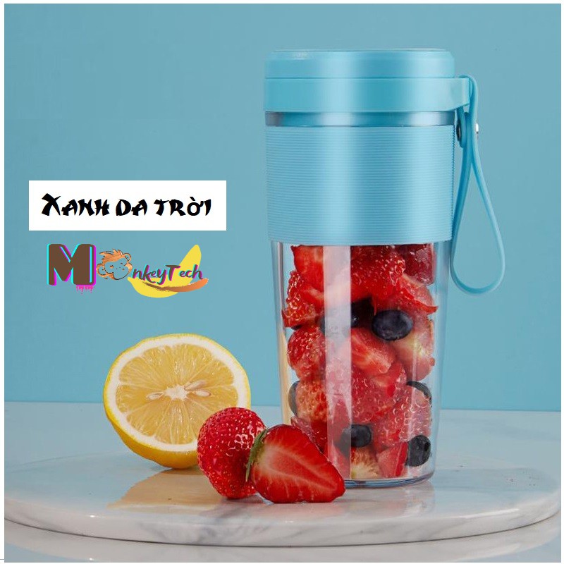 Máy xay sinh tố cầm tay mini JUICE CUP, 6 lưỡi , pin 2000mAh công suất 50W , Cốc xay sinh tố cầm tay Monkeytech.