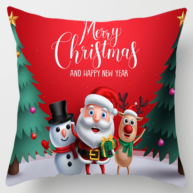 Vỏ gối dạng vuông in họa tiết phong cách Giáng sinh dùng cho trang trí nội thất | BigBuy360 - bigbuy360.vn