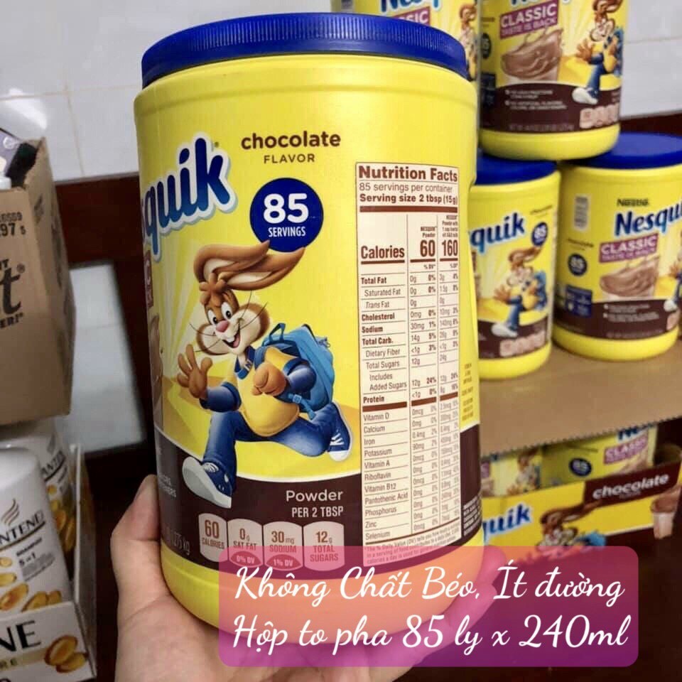 ❤️ [Quận 3] Bột sữa Cacao Socola Nestle Nesquik Chocolate 1.275kg Mỹ Ca cao thượng hạng [Date 8/2023]
