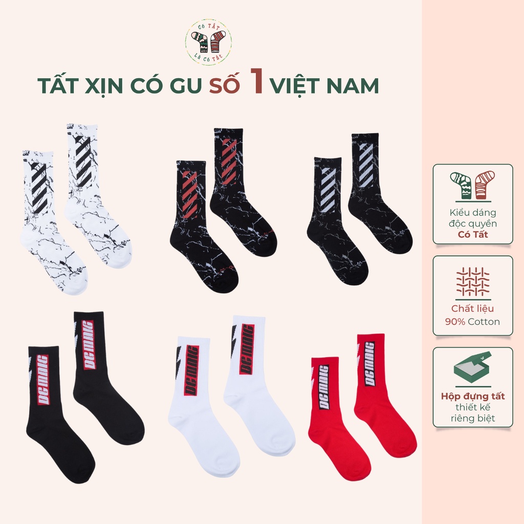 Tất thể thao off-white Có Tất Là Có Tất thời trang unisex nam nữ cao cấp chất dày dặn thấm hút đỉnh_SUPROFF