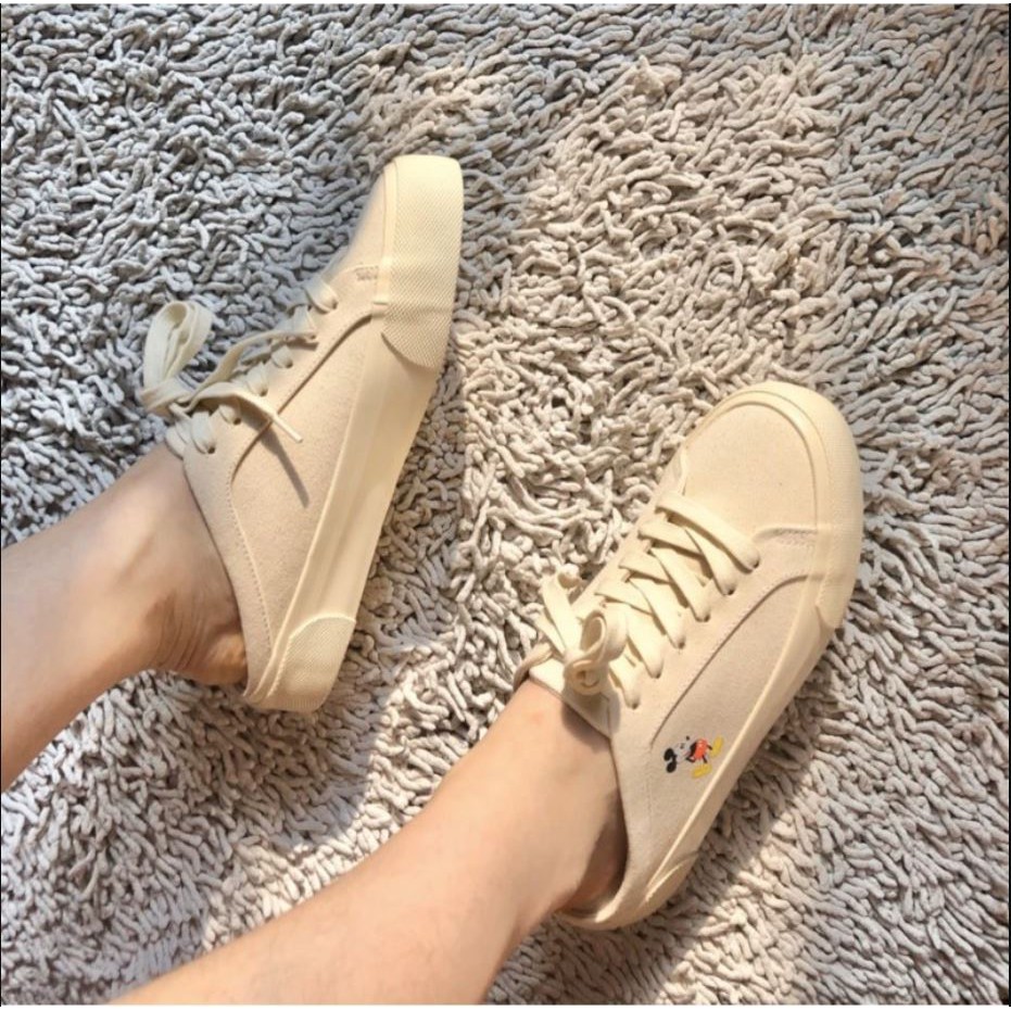 Giày Lười Canvas In Hình Chuột Mickey Dễ Thương | BigBuy360 - bigbuy360.vn