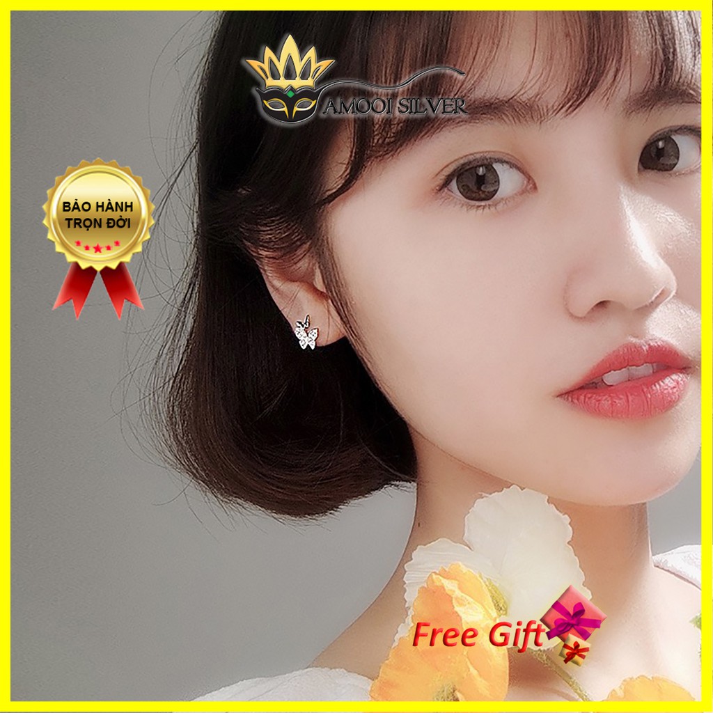 Bông tai bạc S925 đôi bướm - Amooi Silver AB179