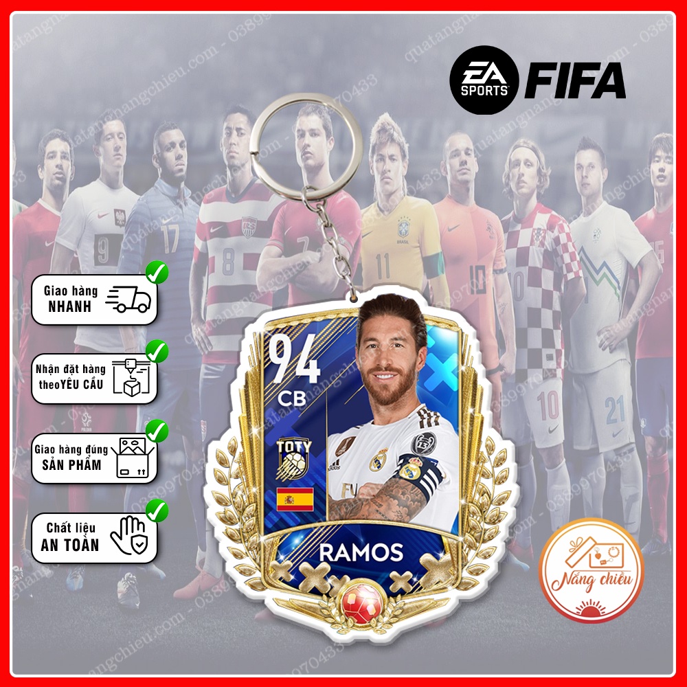 Móc Khóa Ramos, thẻ cầu thủ bóng đá - Thiết kế với mọi cầu thủ ☘️MÓC KHÓA THẺ CẦU THỦ☘️