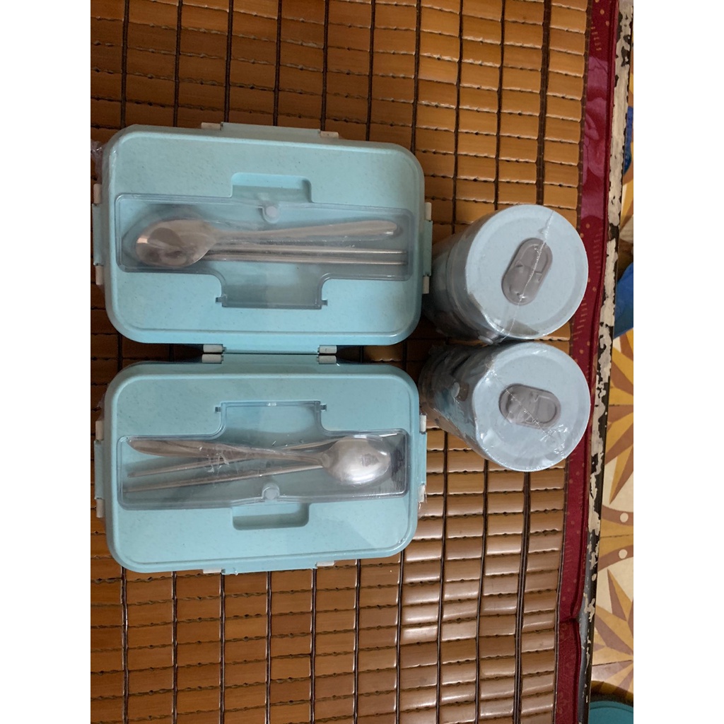 HỘP CƠM LÚA MẠCH 3 NGĂN KÈM ĐŨA THÌA INOX XỊN