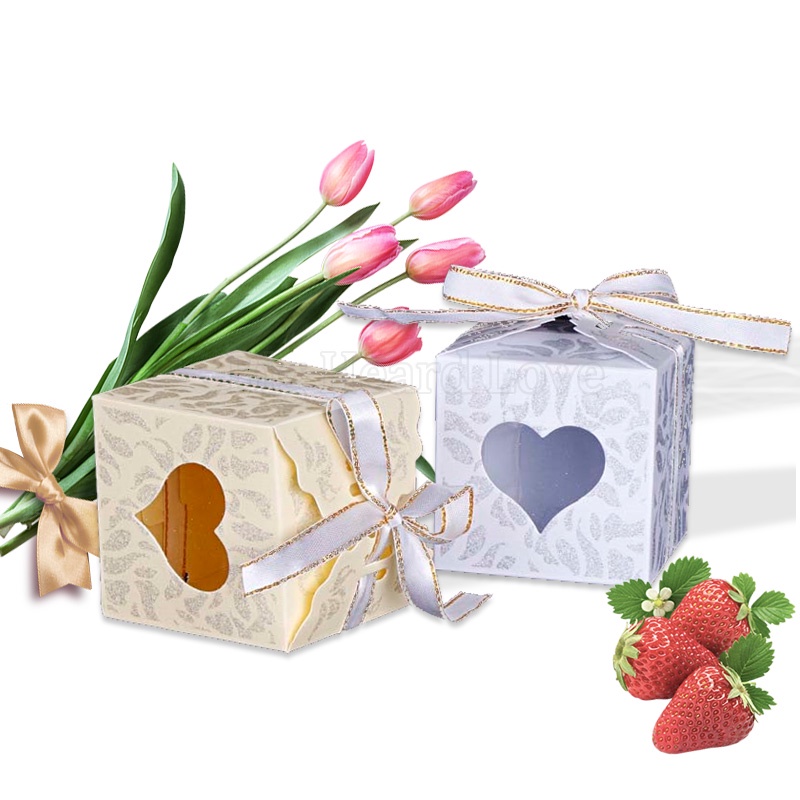 Set 25 Hộp Đựng Kẹo Cưới Thiết Kế Trái Tim Làm Quà Tặng Cho Khách Dự Tiệc Cưới