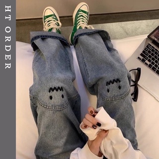 ORDER_Quần Jeans suông ống đứng nữ gối thêu hoạt hình