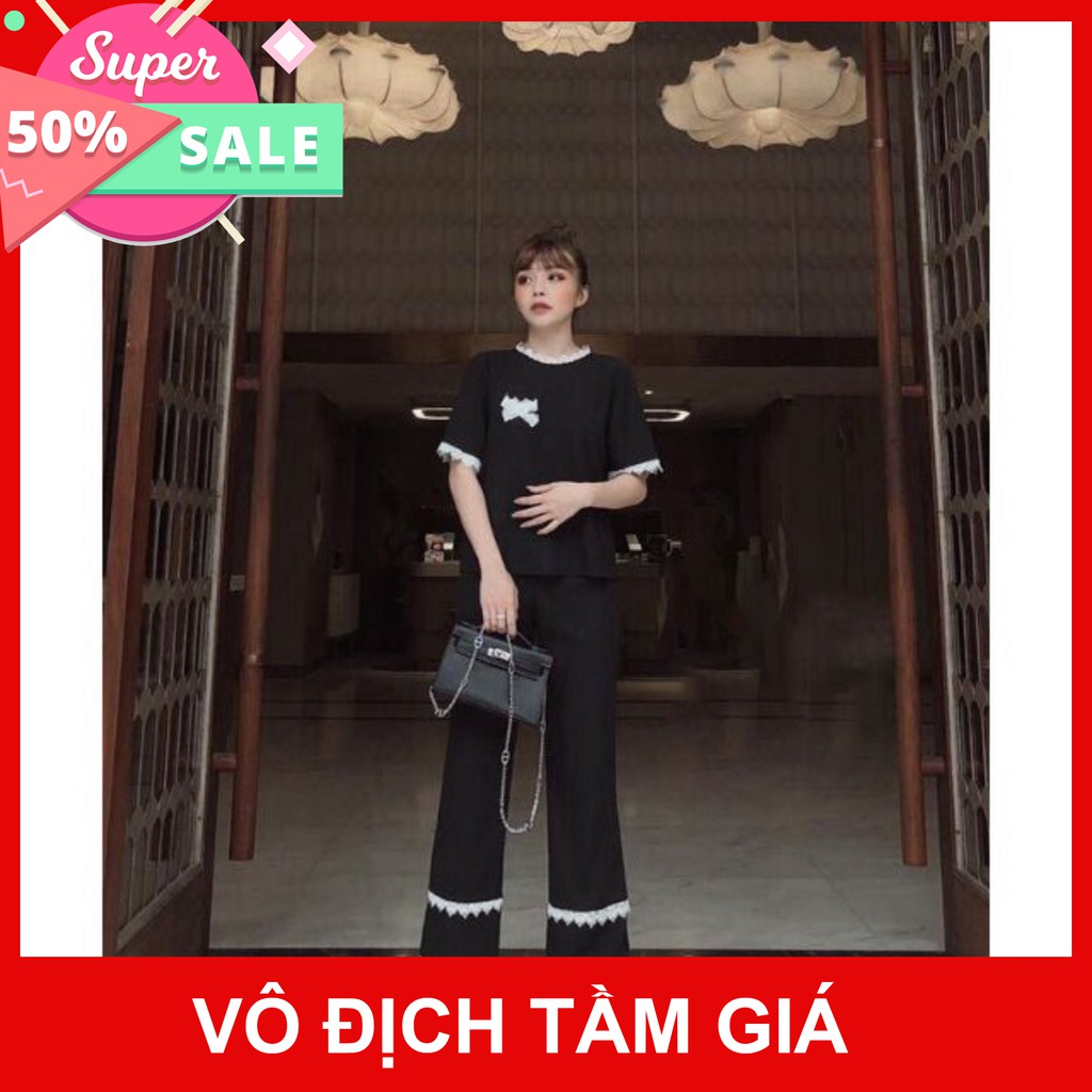 <HOT> 😍😍😍Set Đồ Bộ Mặc Nhà Phối Ren - Vải Lụa Tuyết Cao Cấp - Vải Dày Dặn - 8 Màu - Form Quần Ống Rộng Sang Chảnh | BigBuy360 - bigbuy360.vn